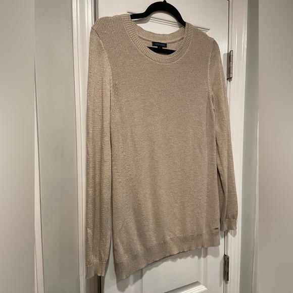 Tommy Hilfiger Sparkly Gold Knit Crew Neck Long Sleeve Pullover Sweater Size XL - Picture 4 of 10
